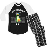 Holy Blockamole Volleyball Shirt Player Blocker Avocado Men's 3/4 Sleeve Pajama Set | Artistshot