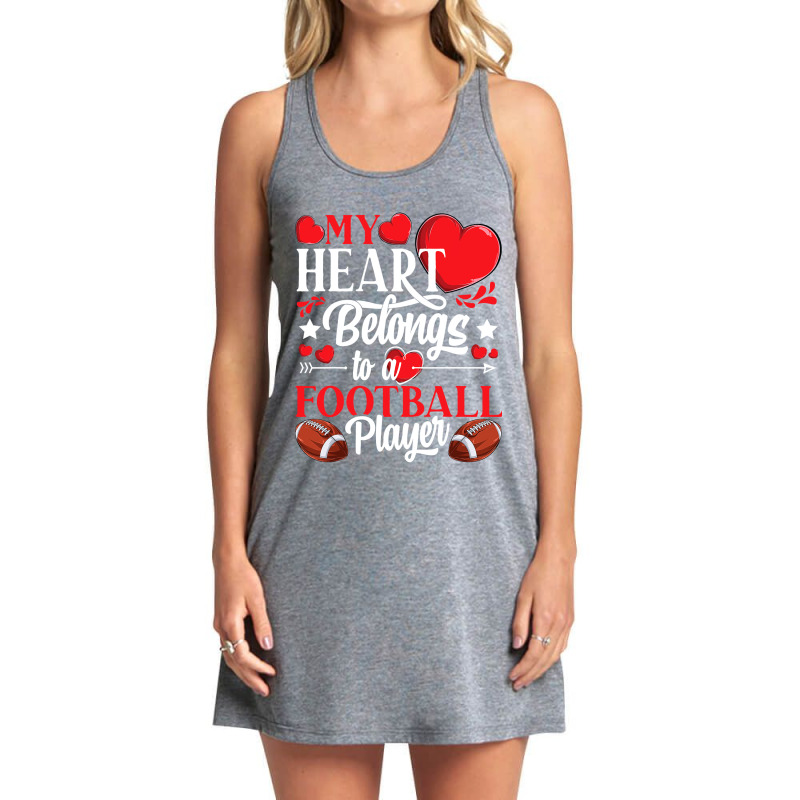 My Heart Belongs To A Football Player Awesome Valentines Day Tank Dress by pester | Artistshot