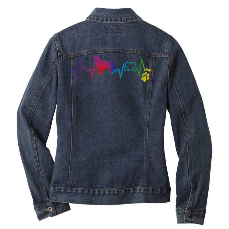 Finnish Lapphund T  Shirt Finnish Lapphund Colorful Heartbeat, Heart & Ladies Denim Jacket by blossomparkour | Artistshot