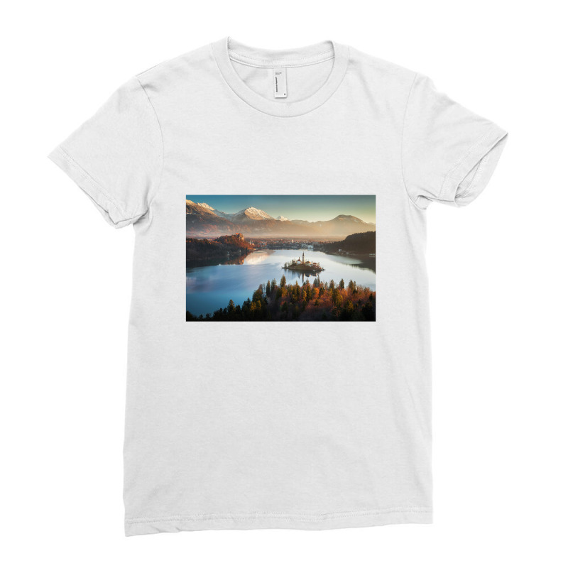 Alpine Lake Ladies Fitted T-Shirt by aleksdarkink | Artistshot