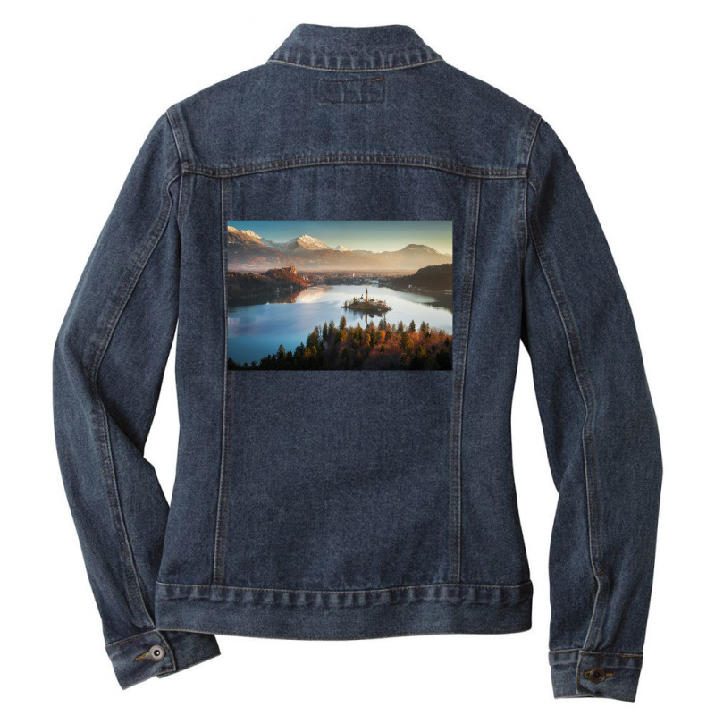 Alpine Lake Ladies Denim Jacket by aleksdarkink | Artistshot