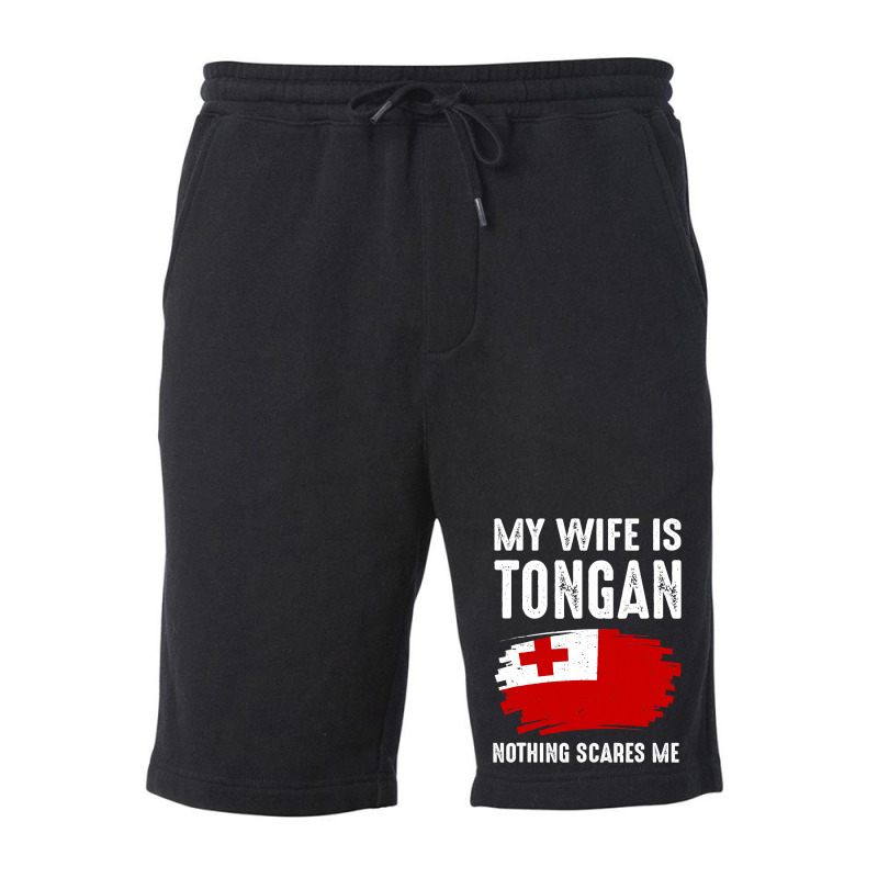 My Wife Is Tongan Nothing Scare Me Flag Heritage Roots Fleece Short by pester | Artistshot