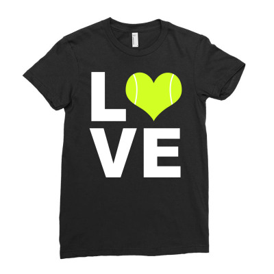 I Love Tennis Ball Sports Athlete Player Gift Ladies Fitted T-shirt Designed By Danieart