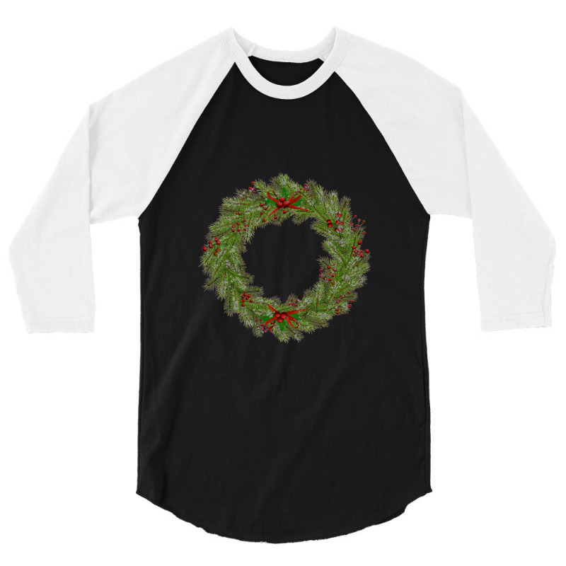 Christmas Wreath 3/4 Sleeve Shirt | Artistshot