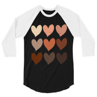 Diversity Hearts, Skin Tone Hearts 3/4 Sleeve Shirt | Artistshot