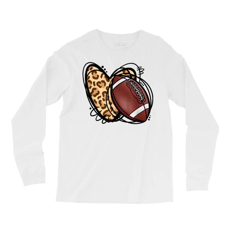 Leopard Heart Print Football Biggest Fan Football Season T Shirt Long Sleeve Shirts | Artistshot