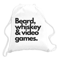 Beard, Whiskey   Video Games  Manly Whiskey Drinker Drawstring Bags | Artistshot