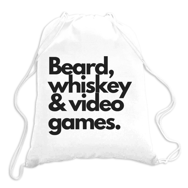 Beard, Whiskey   Video Games  Manly Whiskey Drinker Drawstring Bags | Artistshot