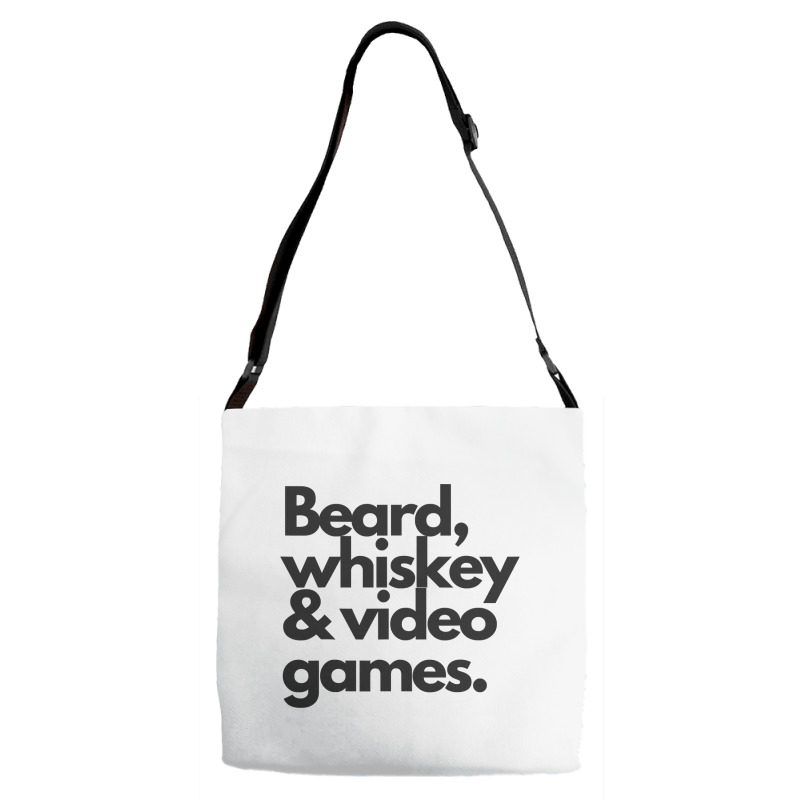 Beard, Whiskey   Video Games  Manly Whiskey Drinker Adjustable Strap Totes | Artistshot