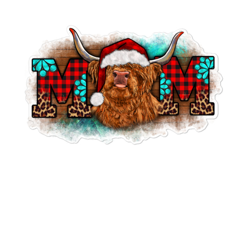 Christmas Mom Highland Cow Sticker | Artistshot