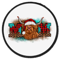 Christmas Mom Highland Cow Round Patch | Artistshot