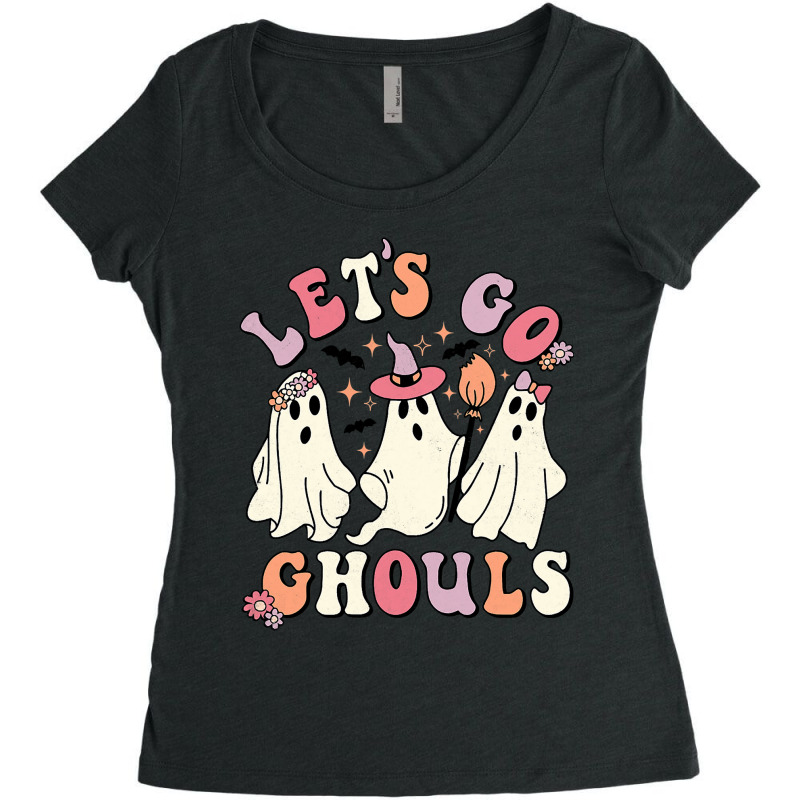 Retro Groovy Let's Go Ghouls Halloween Ghost Outfit Costumes , Best Gi Women's Triblend Scoop T-shirt by CUSER3772 | Artistshot