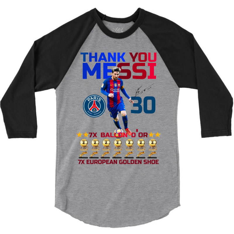 Ballon D'or 2021 Thank You Messi 30 Number 7x Golden Shoe 3/4 Sleeve Shirt | Artistshot