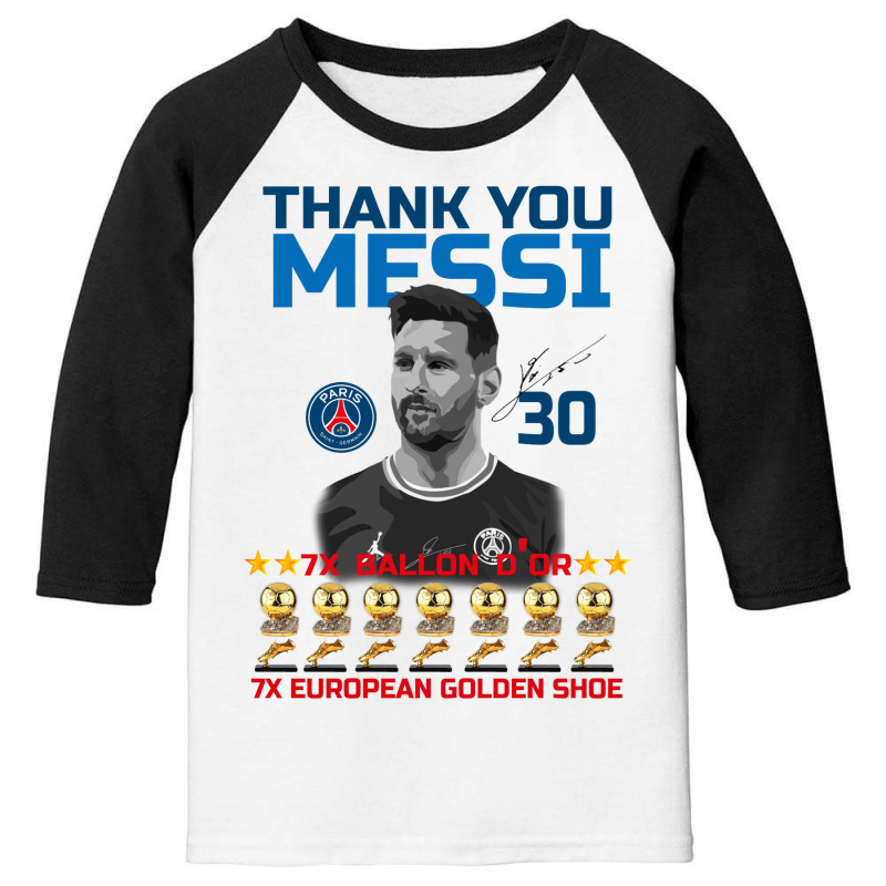 Ballon D'or 2021 Thank You Messi 30 Number 7x Golden Shoe Youth 3/4 Sleeve | Artistshot