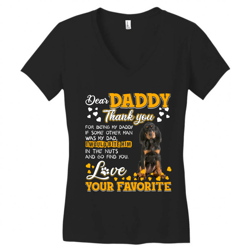 Black And Tan Coonhound Dear Daddy Thank You For Being T Shirt Women's V-Neck T-Shirt by DianneHenderson91 | Artistshot