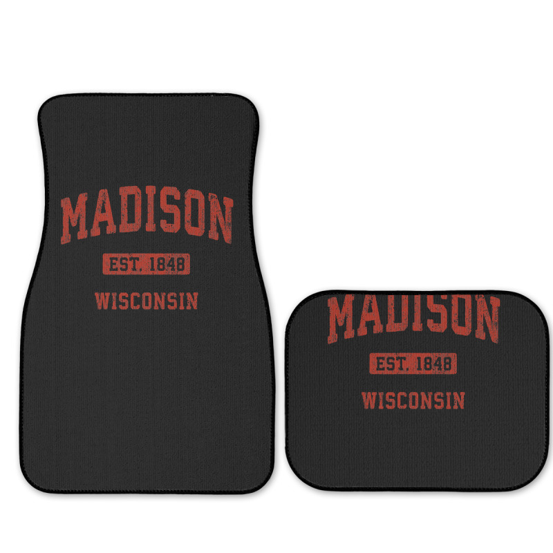 Madison Wisconsin Wi Vintage Athletic Sports Design , Best Gift, Costu Full Set Car Mats | Artistshot