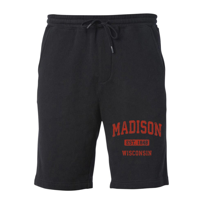 Madison Wisconsin Wi Vintage Athletic Sports Design , Best Gift, Costu Fleece Short | Artistshot