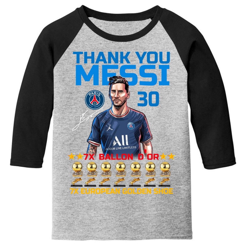 Ballon D'or 2021 Thank You Messi 30 Number 7x Golden Shoe Youth 3/4 Sleeve | Artistshot