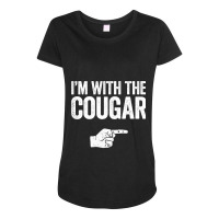 I'm With The Cougar T-shirt Matching Cougar Costume , Best Gift, Costu Maternity Scoop Neck T-shirt | Artistshot