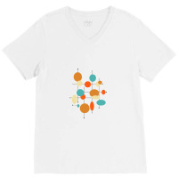 Colorful Geometric Circles Lines Mid Century V-neck Tee | Artistshot