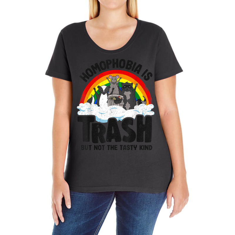 Homophobia Is Trash Gay Pride Raccoon Opossum Ally Lgbt T Shirt Ladies Curvy T-Shirt by KaseeDheera | Artistshot