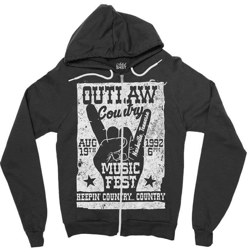 Outlaw Country Music Fest Nashville Vintage Graphic , Best Gift, Costu Zipper Hoodie | Artistshot