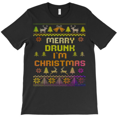 Merry Drunk Ugly Christmas T-shirt Designed By Bariteau Hannah