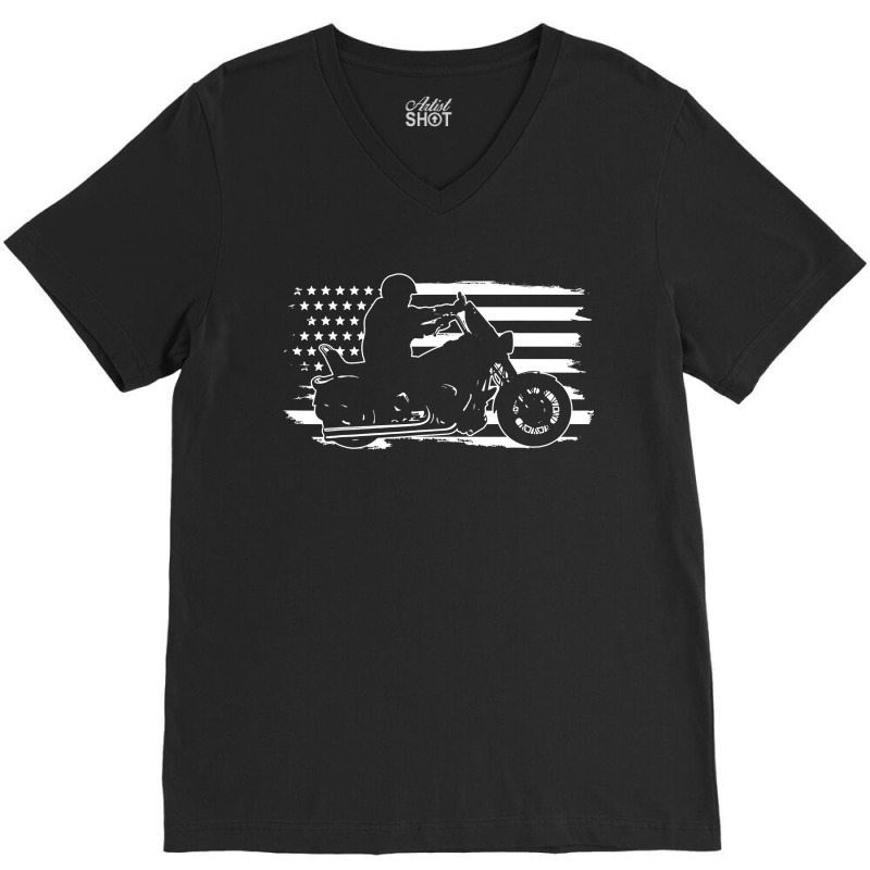 Patriotic Motorcycle Vintage American Us Flag Biker , Best Gift, Costu V-neck Tee | Artistshot