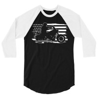 Patriotic Motorcycle Vintage American Us Flag Biker , Best Gift, Costu 3/4 Sleeve Shirt | Artistshot