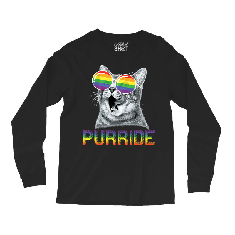 Funny Cat Gay Pride T-shirt Rainbow Sunglasses Lgbtq, Best Gift, Costu Long Sleeve Shirts | Artistshot