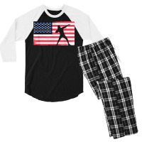 Shot Putter American Flag Usa Throw Track And Field Shot Put T Shirt Men's 3/4 Sleeve Pajama Set | Artistshot