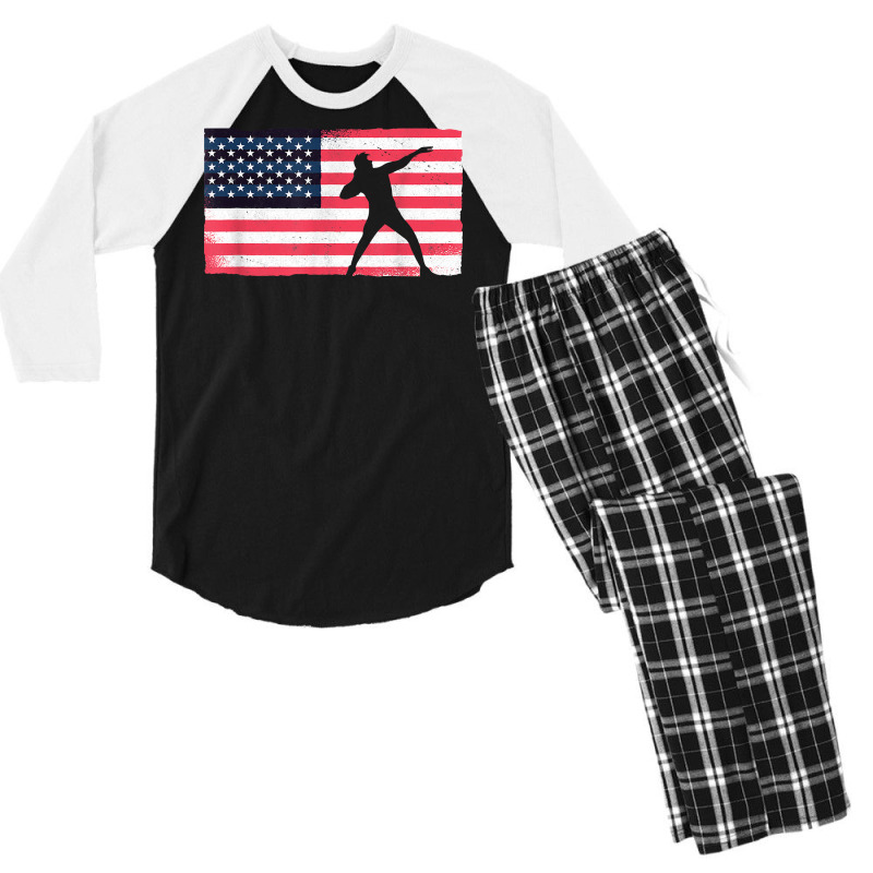 Shot Putter American Flag Usa Throw Track And Field Shot Put T Shirt Men's 3/4 Sleeve Pajama Set by ToanJeiza | Artistshot