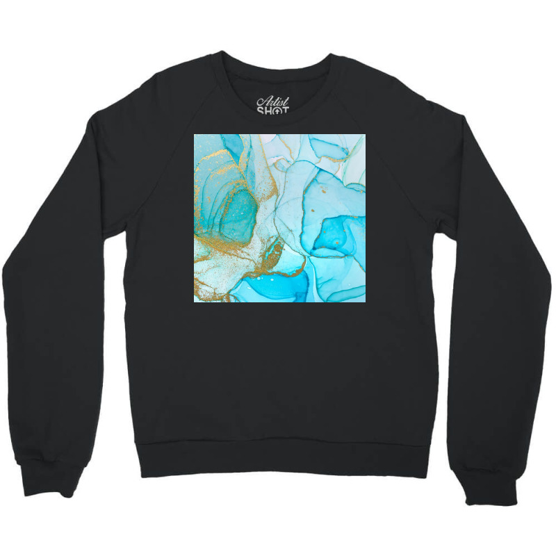 Alcohol Ink Blue Abstract Background Ocean Style Crewneck Sweatshirt by Patricia G | Artistshot