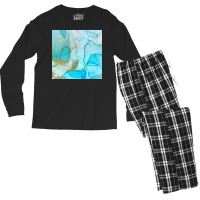 Alcohol Ink Blue Abstract Background Ocean Style Men's Long Sleeve Pajama Set | Artistshot