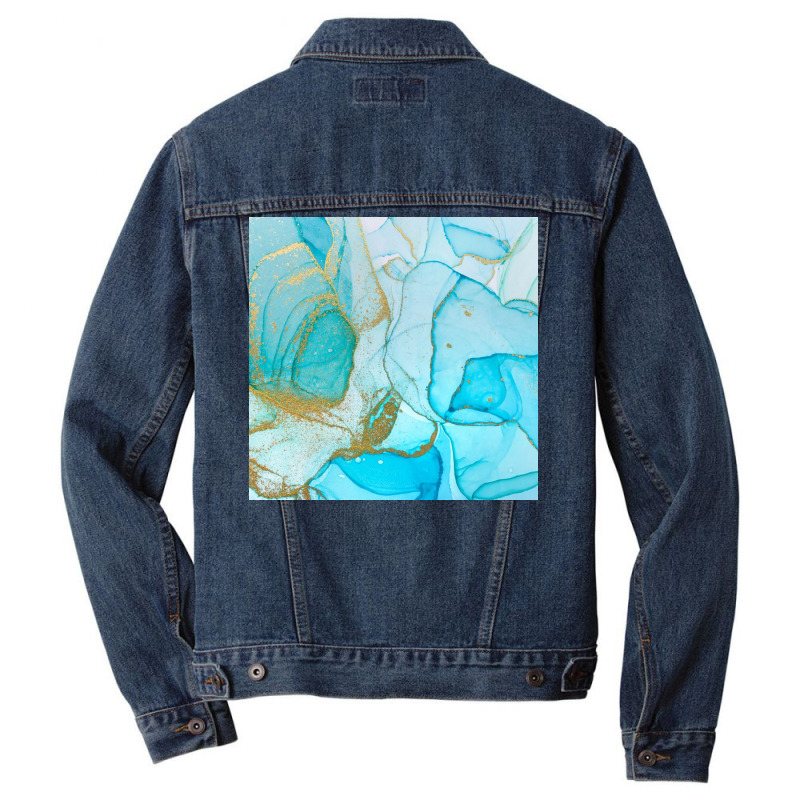 Alcohol Ink Blue Abstract Background Ocean Style Men Denim Jacket by Patricia G | Artistshot