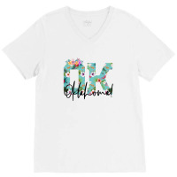 Oklahoma Floral For Light V-neck Tee | Artistshot