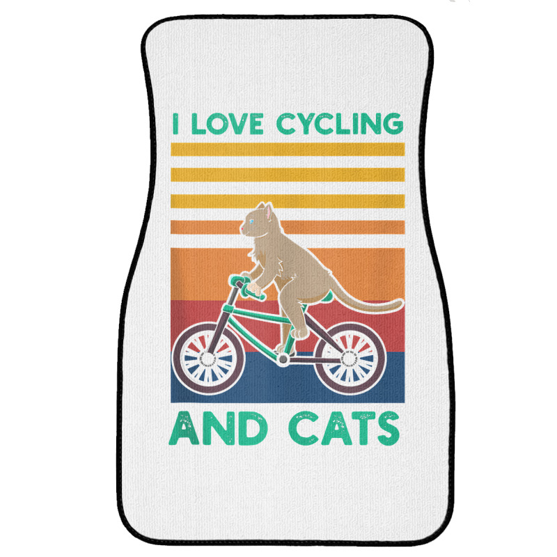 I Love Cycling And Cats Riding Bicycle Cyclist Kitty Lover Tank Top Front Car Mat | Artistshot