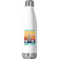 I Love Cycling And Cats Riding Bicycle Cyclist Kitty Lover Tank Top Stainless Steel Water Bottle | Artistshot