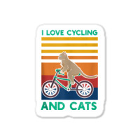 I Love Cycling And Cats Riding Bicycle Cyclist Kitty Lover Tank Top Sticker | Artistshot