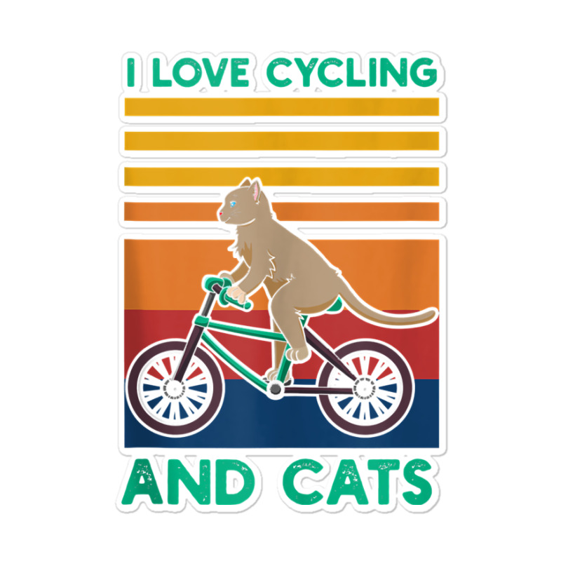 I Love Cycling And Cats Riding Bicycle Cyclist Kitty Lover Tank Top Sticker | Artistshot