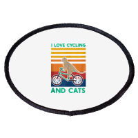 I Love Cycling And Cats Riding Bicycle Cyclist Kitty Lover Tank Top Oval Patch | Artistshot