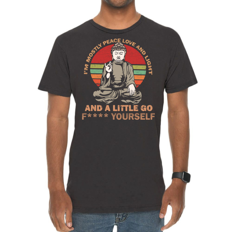 I’m Mostly Peace Love And Light And A Little Yoga Vintage T-Shirt by Vanode Art | Artistshot