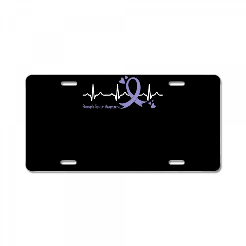 Heartbeat Periwinkle Blue Ribbon Stomach Cancer Awareness T Shirt License Plate | Artistshot