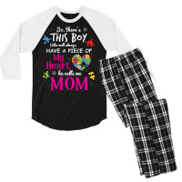Autism Mom Have Piece Of My Heart Awareness T Shirt Men's 3/4 Sleeve Pajama Set | Artistshot