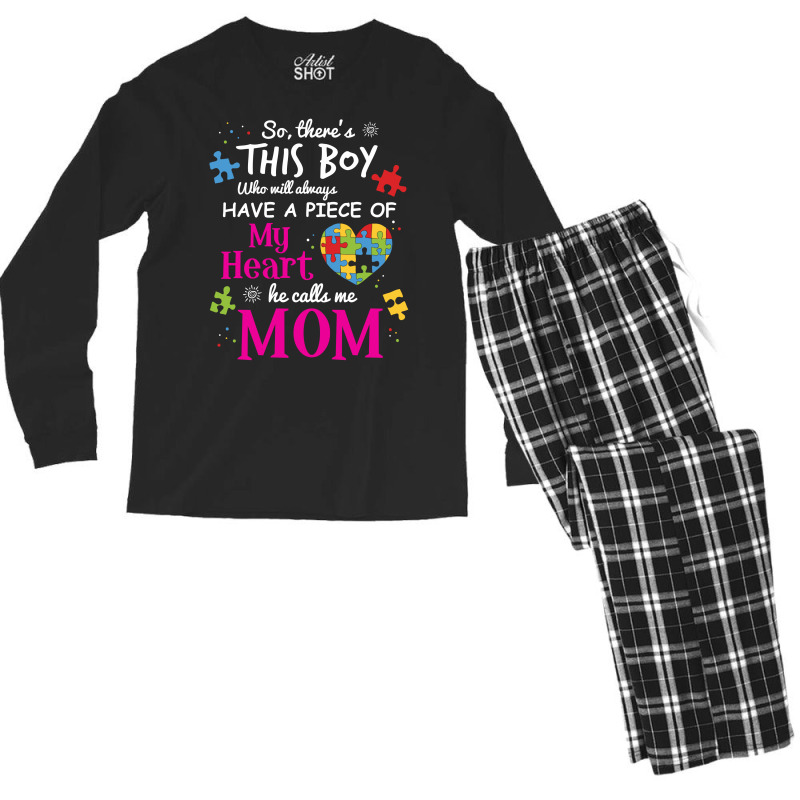 Autism Mom Have Piece Of My Heart Awareness T Shirt Men's Long Sleeve Pajama Set | Artistshot