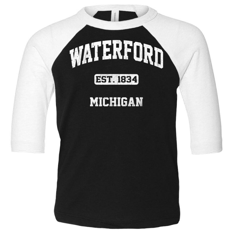 Waterford Michigan Mi Vintage State Athletic Style T Shirt Toddler 3/4 Sleeve Tee | Artistshot