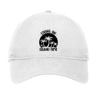 Living On Island Time Palm Trees And Sunset Black Adjustable Cap | Artistshot