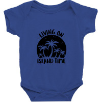 Living On Island Time Palm Trees And Sunset Black Baby Bodysuit | Artistshot