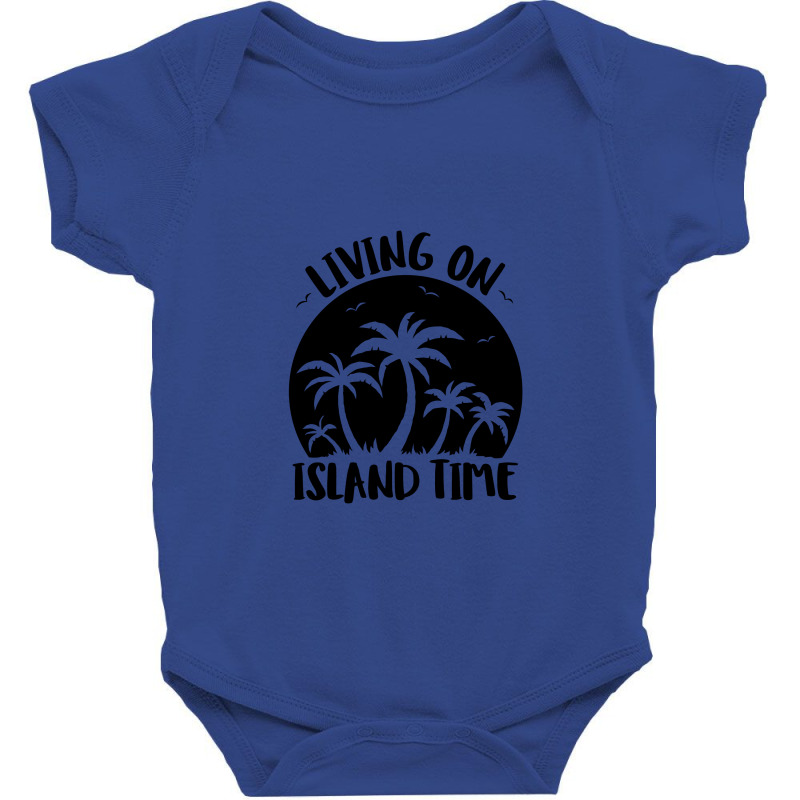 Living On Island Time Palm Trees And Sunset Black Baby Bodysuit by satekiong | Artistshot