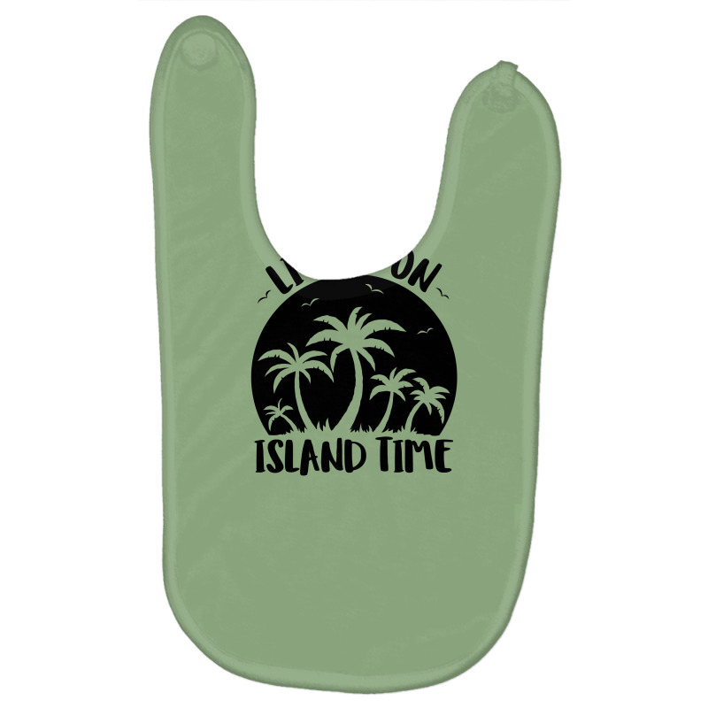 Living On Island Time Palm Trees And Sunset Black Baby Bibs by satekiong | Artistshot